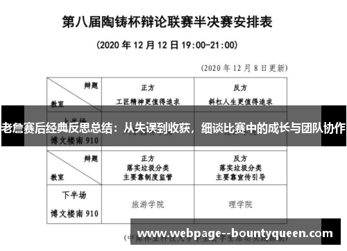 老詹赛后经典反思总结：从失误到收获，细谈比赛中的成长与团队协作