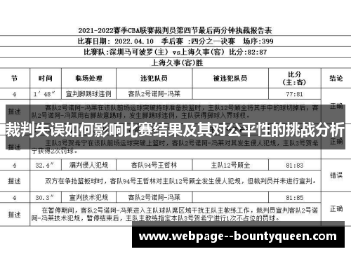 裁判失误如何影响比赛结果及其对公平性的挑战分析